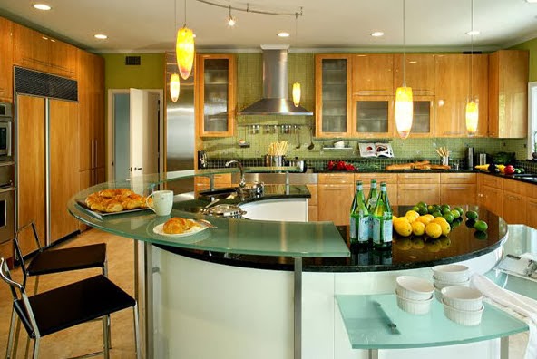 40 diseños de modernas islas de cocina, ideas con fotos ... Cocina con isla central y comedor