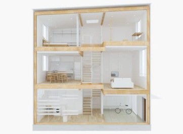 Prefabrik ahşap ev tasarımı, dikey olarak büyümek için küçük inşaat