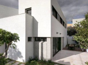 Fachada casa dos pisos minimalista