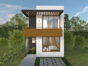 Plano de casa de dos pisos con medidas, ideal para terreno pequeño