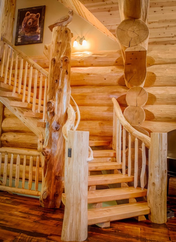 Diseño escalera rústica madera