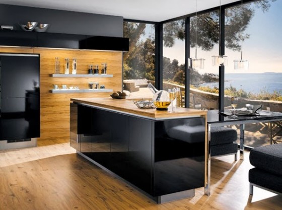 Muebles modernos negros de cocina