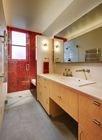 Diseño de cuarto de baño contraste de colores