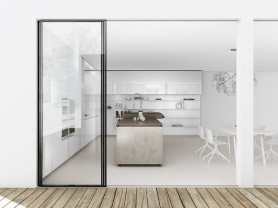 Diseño de cocina paredes color blanco minimalista 