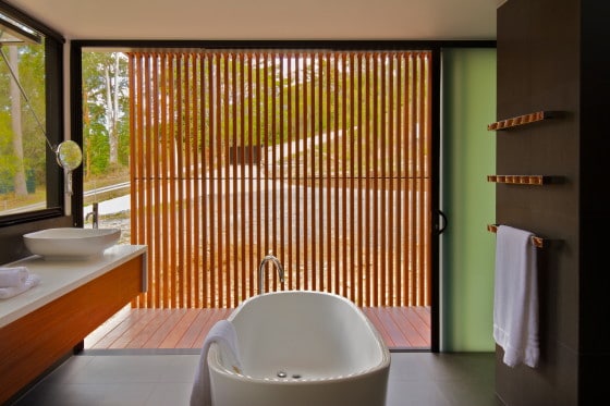 Diseño del cuarto de baño con vista al campo