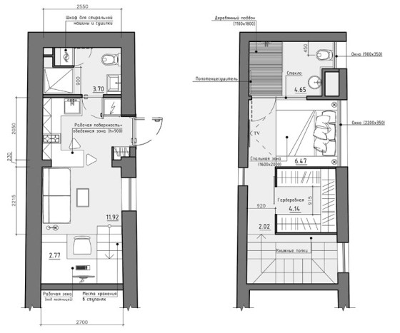 Planos de apartamento pequeño de dos pisos