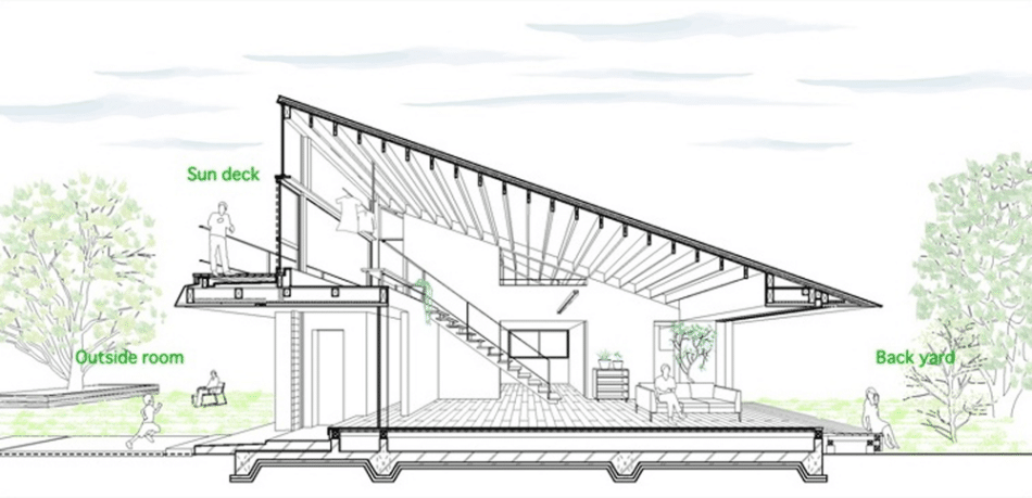 Diseño de casa moderna de un piso con techo en pendiente | Construye Hogar