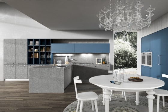 Diseño de cocina con lámpara colgante