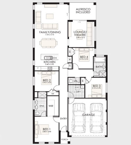 Planos de casas de un piso con medidas, incluye fachadas