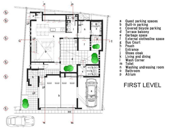 Plano de casa dos pisos primer nivel