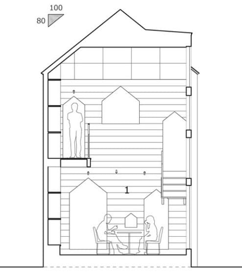 Plano de sección casa de dos pisos