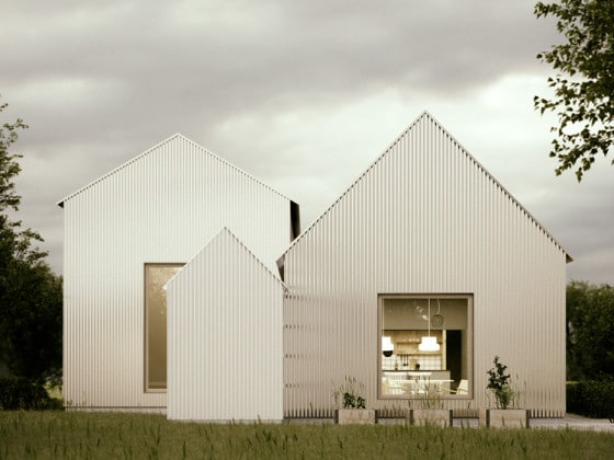 Reluciente fachada de casa de aluminio corrugado 