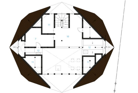 Plano de segundo piso de casa origami