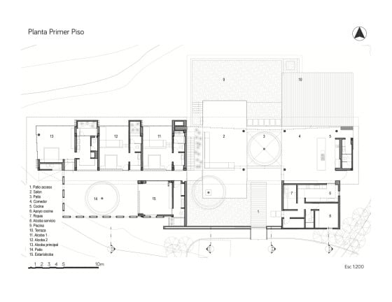 Planos de casa de campo de un piso con moderno diseño de fachada y de interiores