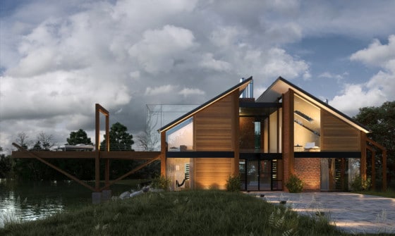 Diseño de casa de madera moderna