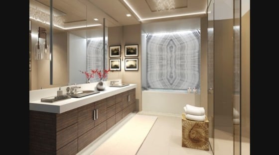 Diseño de cuarto de baño de lujo de color beige