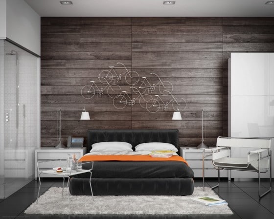 Diseño de dormitorio moderno con cuarto de baño