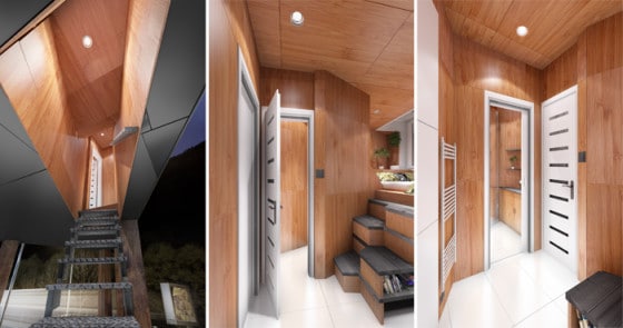 Diseño de interiores de casa triangular