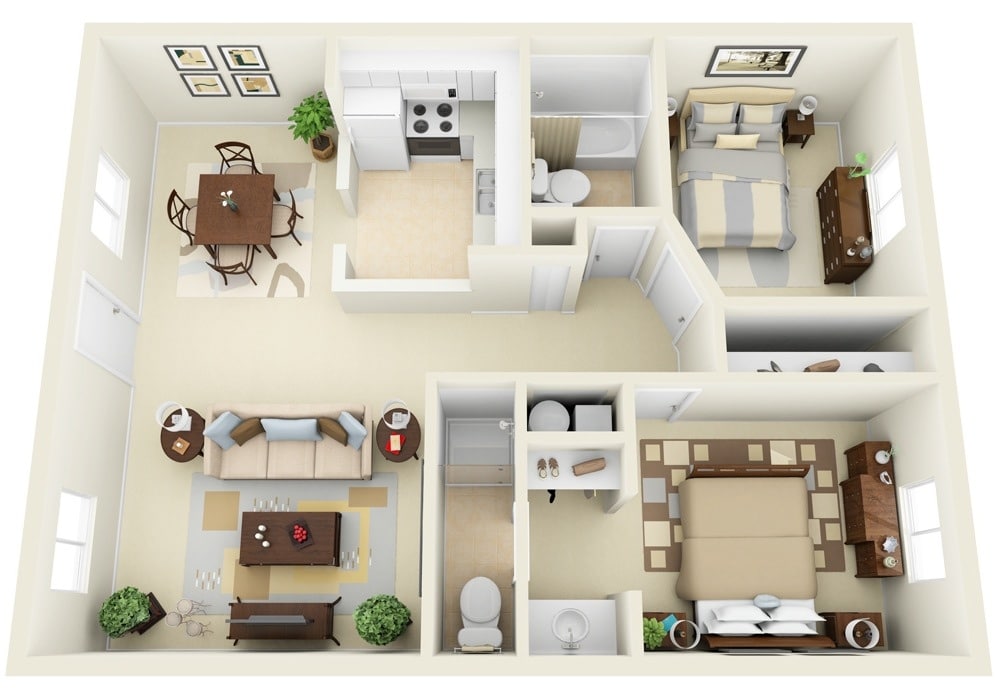 design apartemen 2 kamar tidur