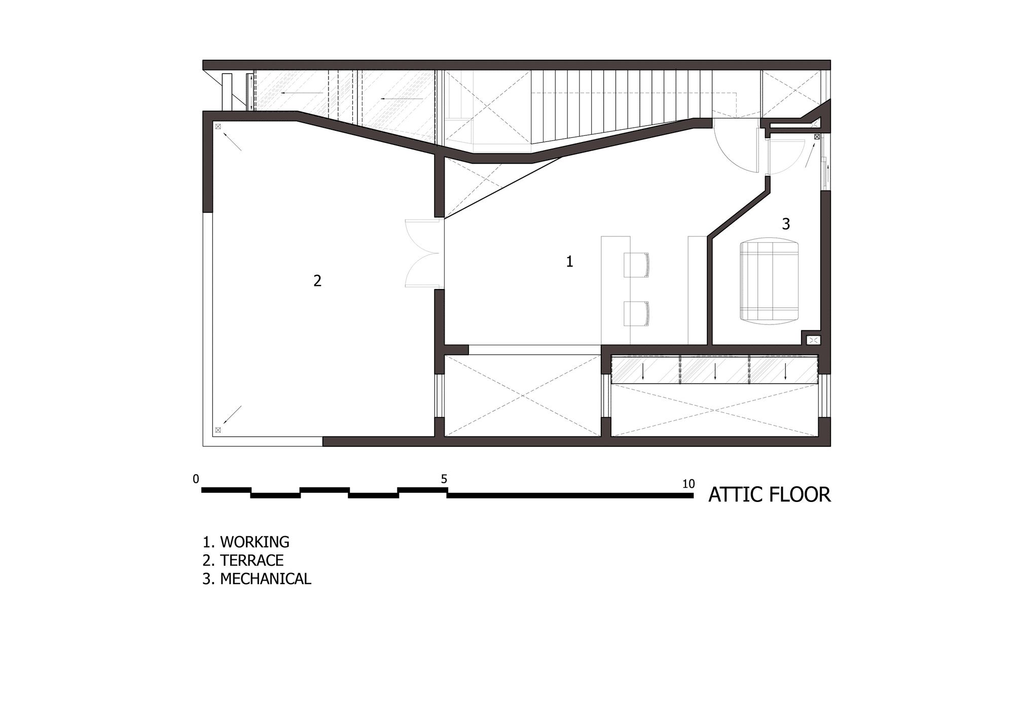 Plano de azotea de casa de tres pisos