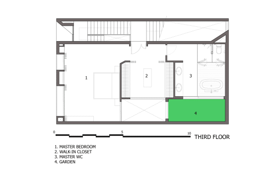 Plano del tercer piso de la moderna casa