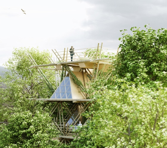 Casa ecológica de bambú de varios pisos