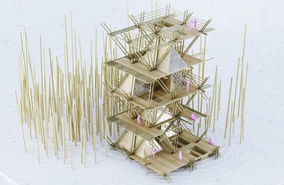 Maqueta de casa de bambu