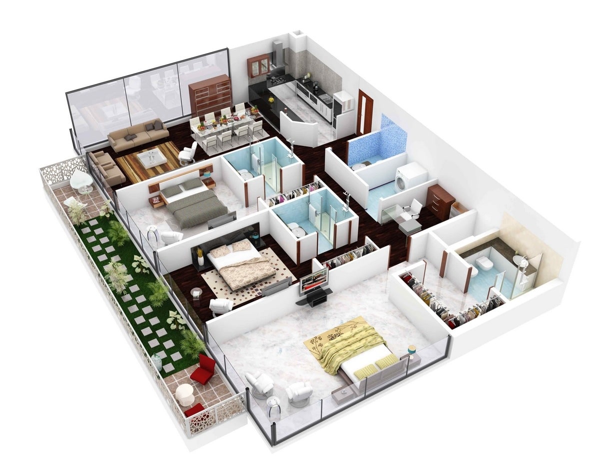 Planos de apartamento de 3 habitaciones Astin Studios