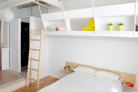 Diseño de dormitorio con cama camarote 