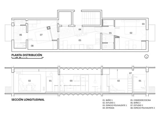 Diseño de  planos de departamento de dos dormitorios, consigue máxima privacidad en poco espacio