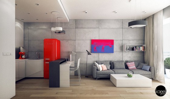 Diseño de pequeño apartamento con arte pop