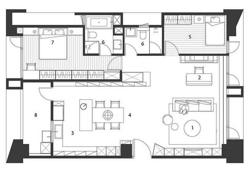 Plano y diseño de casa pequeña, interiores