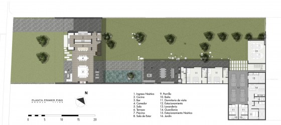 Plano de casa en terreno grande - Primer Piso