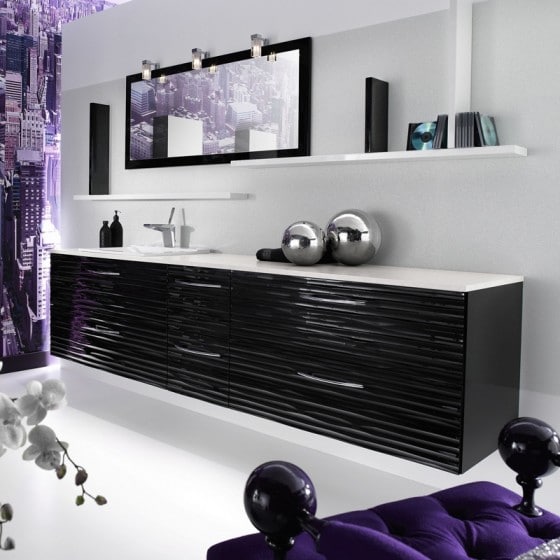 Diseño de mueble de cuarto de baño color negro