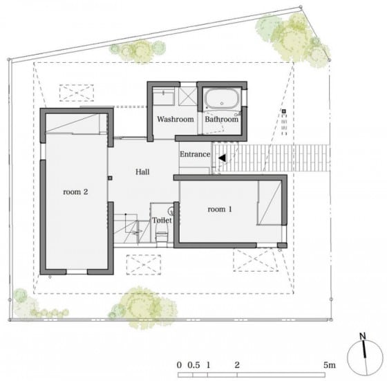 Plano del primer piso de casa muy pequeña