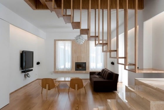 Diseño de escaleras de madera delgada