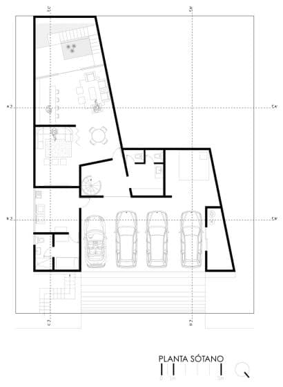 Plano de sótano de casa grande