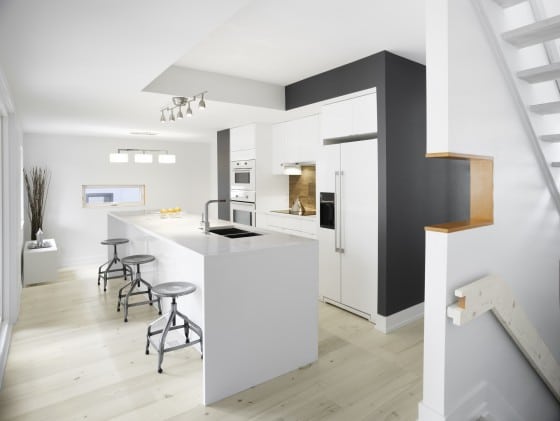 Diseño de cocina moderna en blanco y negro