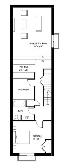Plano de sótano de casa de dos pisos