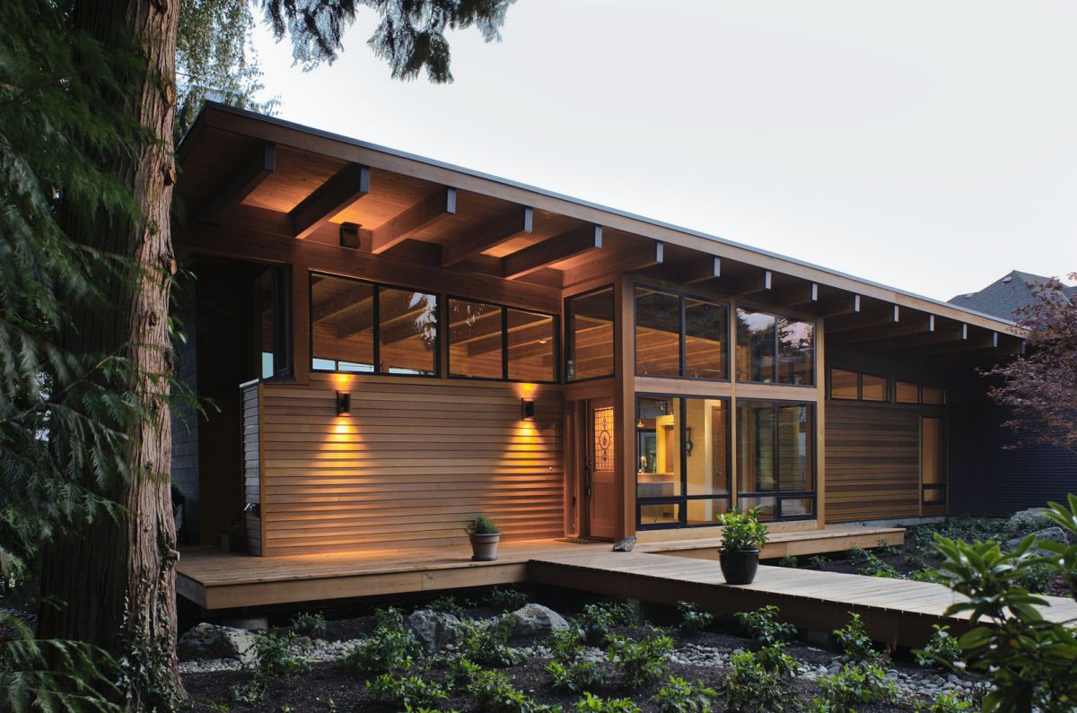 Diseño de casa de madera de una planta  Construye Hogar