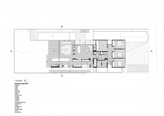 Plano de casa de dos pisos moderna