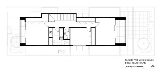 Plano de casa moderna de dos pisos - segundo nivel