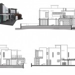 Modelo 3D y alzados de casa moderna