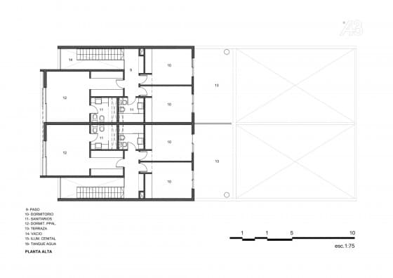Plano de casa de dos pisos - Segundo nivel
