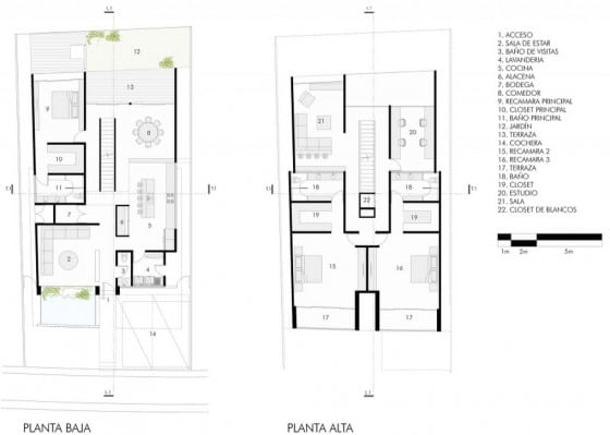 Planos de casa de dos pisos construida en hormigón