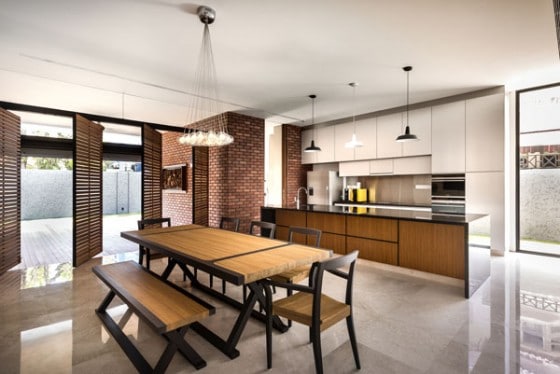 Diseño de cocina - comedor moderno Diseño de cocina - comedor estilo moderno con mesa clásica