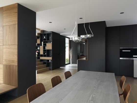 Muebles  y estantes de diseño de interiores de color negro
