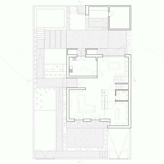 Planos de casa moderna de dos pisos - primer nivel