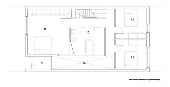 Planos de casa de dos pisos y tres dormitorios - Segunda planta