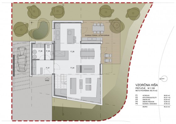 Plano de casa de dos pisos de 183 m² Planos de casa de dos plantas - Primer piso